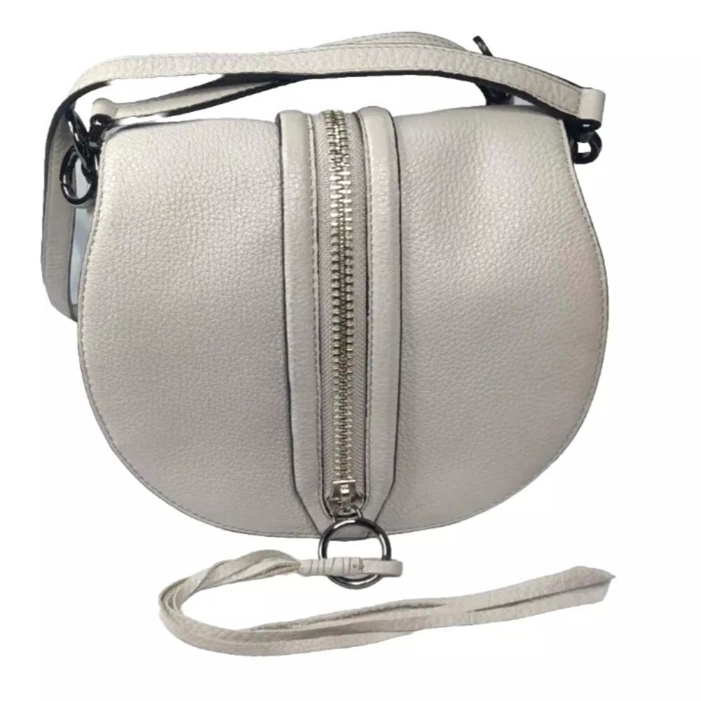 Rebecca Minkoff Mara Saddle Leather Bag Handbag Purse Gray Taupe